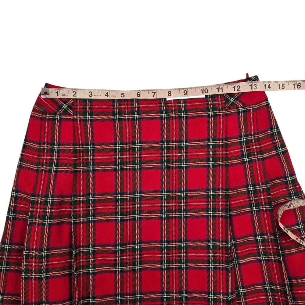 Womens Vintage Pendleton Skirt Size 6P Red Tartan Pleated A-line NWOT USA Wool